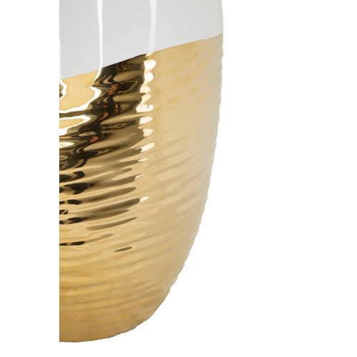 Vase Décoratif En Céramique Blanc Et Doré Ø20x35 Cm Design Luxueux Moderne