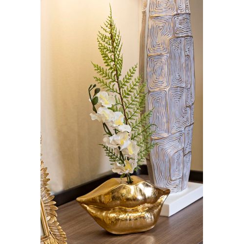 Vase Décoratif Lèvres Dorées En Résine Design Moderne 23x12 Cm