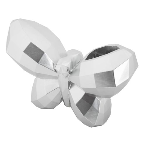 Vase Papillon Argenté En Résine Design Cubiste Décoratif 22x15 Cm