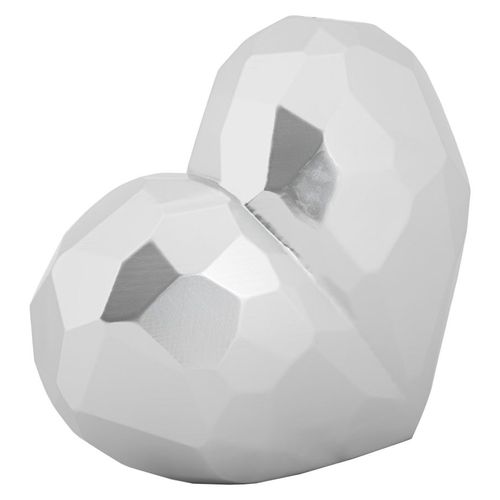 Vase Décoratif Cœur En Résine Argentée Style Cubiste 19x18 Cm