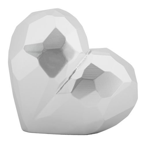 Vase Décoratif Cœur En Résine Argentée Style Cubiste 19x18 Cm