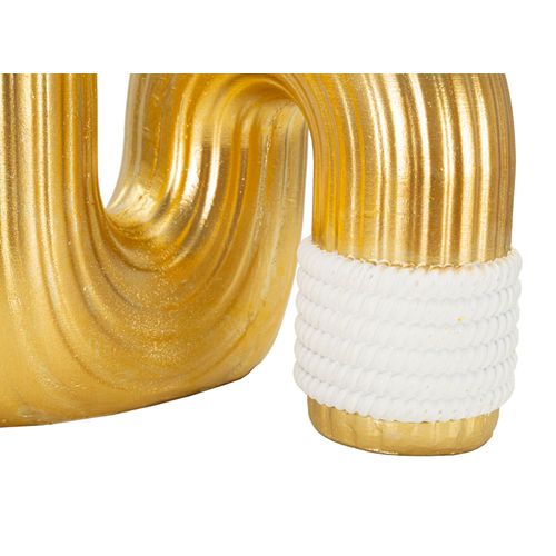 Vase Décoratif En Résine Dorée Et Blanche Lignes Élégantes 25 Cm