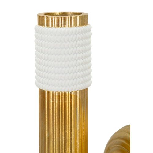 Vase Décoratif En Résine Dorée Et Blanche Lignes Élégantes 25 Cm