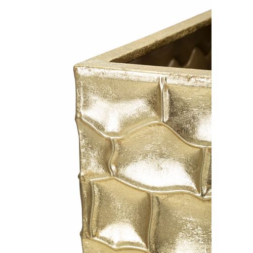 Set 3 Vases Carrés Décoratifs En Métal Doré Avec Reliefs Élégants