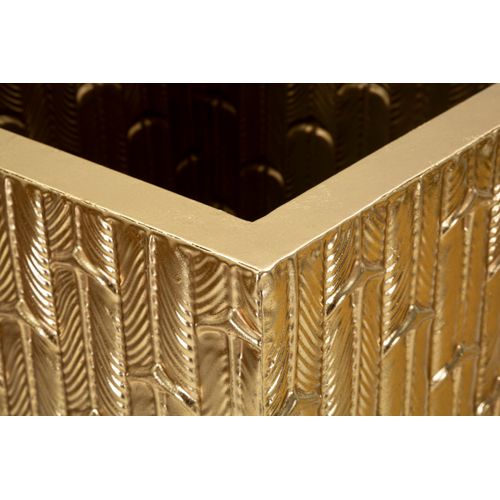 Set 2 Vases Dorés En Métal Avec Texture Géométrique Décorative