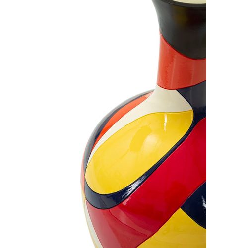 Vase Design Multicolore En Résine Ø29x59 Cm Style Géométrique Moderne