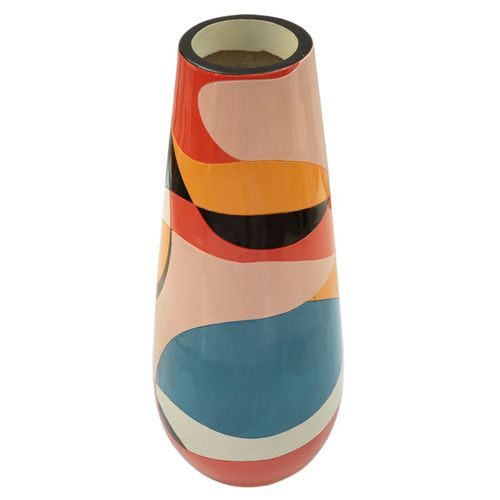 Vase Design Multicolore En Résine Ø37x92 Cm Style Moderne Géométrique