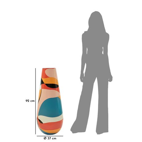 Vase Design Multicolore En Résine Ø37x92 Cm Style Moderne Géométrique