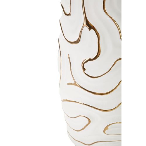 Vase En Céramique Blanc Et Doré Ø14,5x39,5 Cm Style Moderne