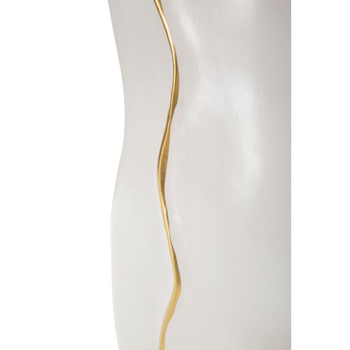 Vase En Céramique Blanc Et Doré 19,5x10x50 Cm Déco Élégante
