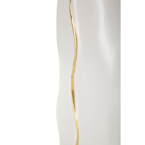 Vase Décoratif En Céramique Blanc Et Doré 16x8x40 Cm Élégant