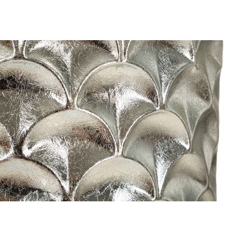 Set De 2 Grands Vases Décoratifs Argentés En Métal Avec Relief Élégant