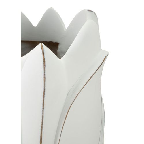 Vase Décoratif Moderne En Céramique Blanche Ø30,5x69 Cm Avec Relief Élégant