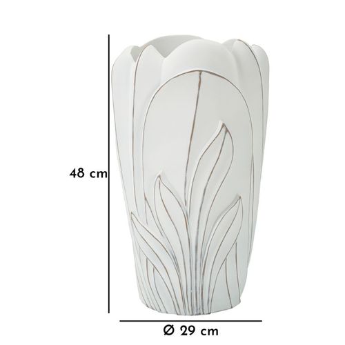 Vase Décoratif Moderne En Céramique Blanche Ø29x48 Cm Avec Relief Élégant