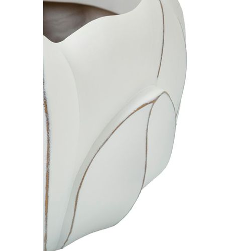 Cache-pot Rond Moderne En Céramique Blanche Ø34,5x23,5 Cm Avec Décor En Relief