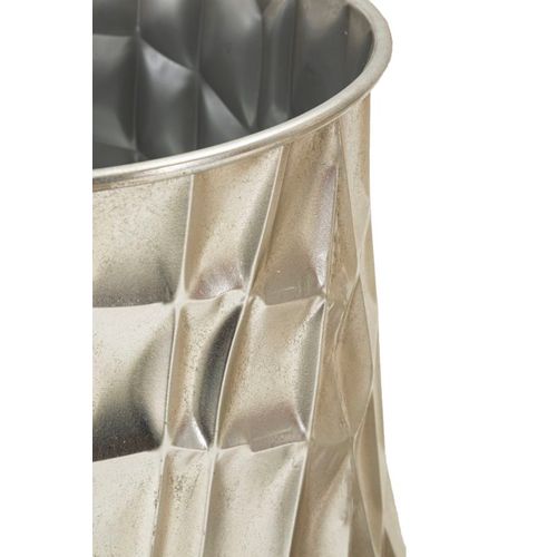 Lot De 3 Vases Déco Modernes En Métal Argenté Ø35-27,5-18,5 Cm