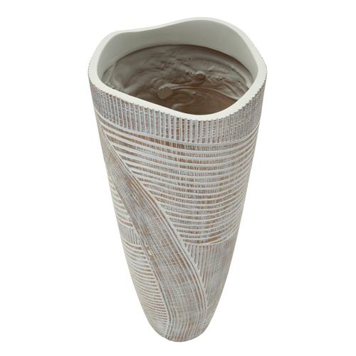 Vase Décoratif Woody En Résine Blanc Lavé Ø19x55 Cm Moderne