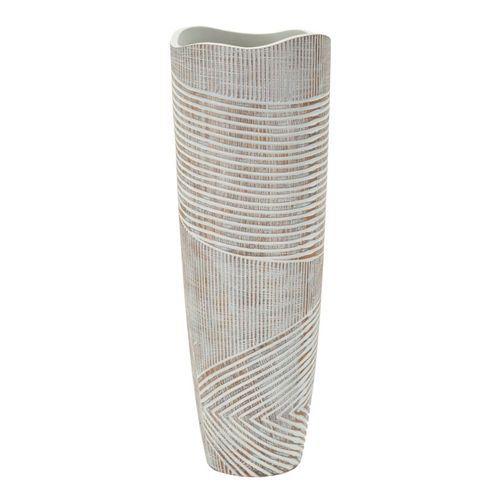 Vase Décoratif Woody En Résine Blanc Lavé Ø19x55 Cm Moderne