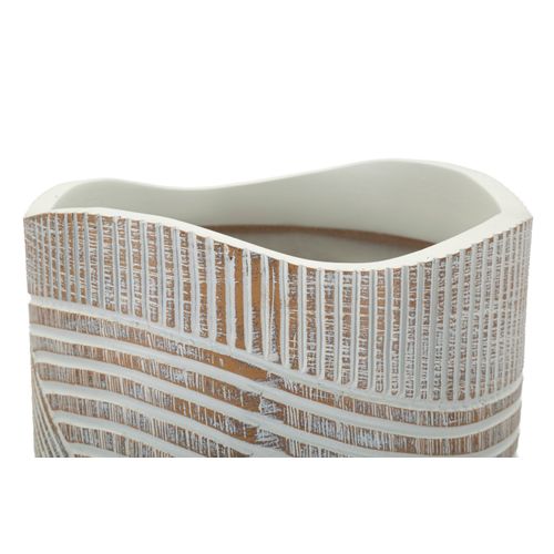 Vase Décoratif Woody En Résine Blanc Lavé Ø18x45 Cm Moderne