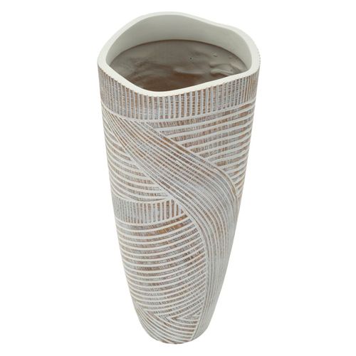 Vase Décoratif Woody En Résine Blanc Lavé Ø18x45 Cm Moderne