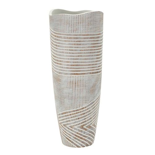 Vase Décoratif Woody En Résine Blanc Lavé Ø18x45 Cm Moderne