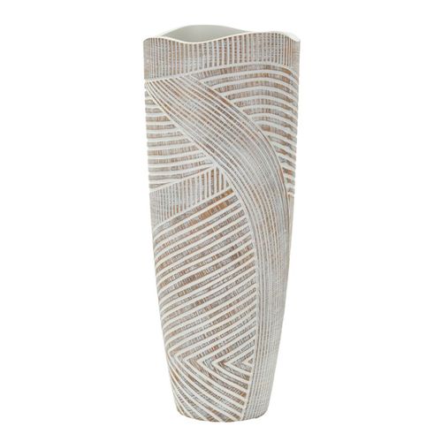 Vase Décoratif Woody En Résine Blanc Lavé Ø18x45 Cm Moderne