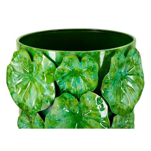 Vase Décoratif Moderne En Métal Vert Relief Ø18x46 Cm