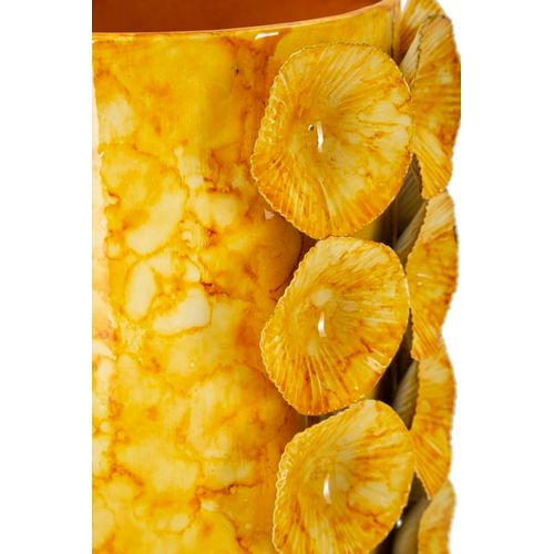 Vase Décoratif Moderne En Métal Jaune Relief 16x15x33 Cm