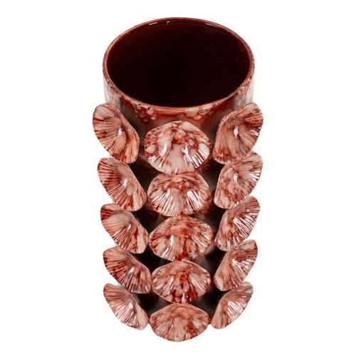 Petit Vase Décoratif Moderne En Métal Rouge Design 12,5x24 Cm