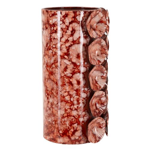 Petit Vase Décoratif Moderne En Métal Rouge Design 12,5x24 Cm