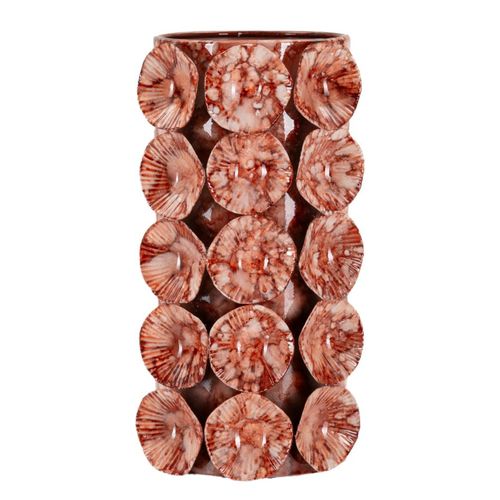 Petit Vase Décoratif Moderne En Métal Rouge Design 12,5x24 Cm