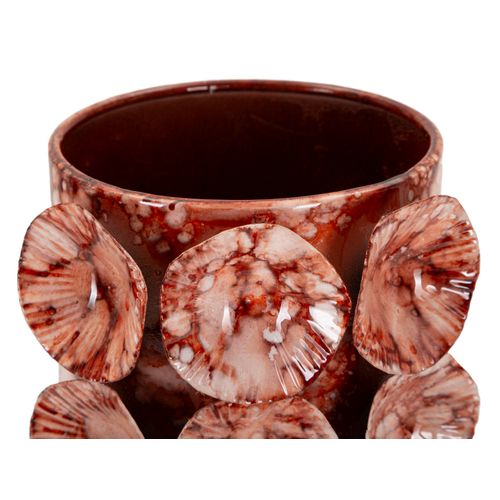 Petit Vase Décoratif Moderne En Métal Rouge Design 12,5x24 Cm