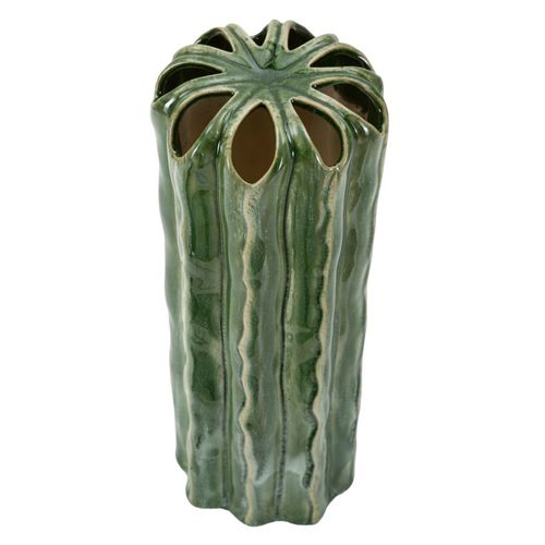 Vase Décoratif Cactus Vert En Céramique Moderne Ø12x31,5 Cm