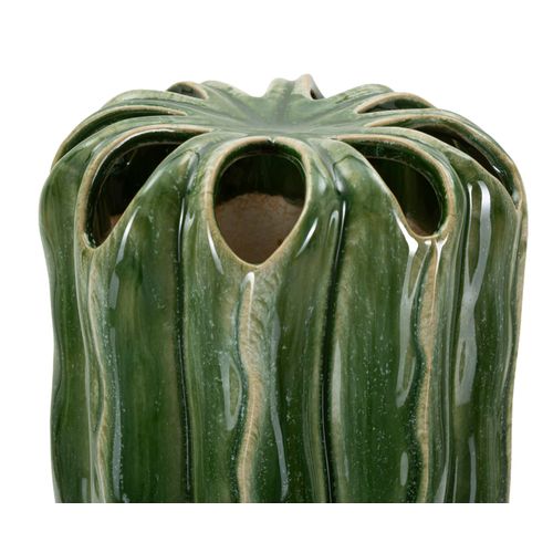 Vase Décoratif Cactus Vert En Céramique Moderne Ø12x31,5 Cm
