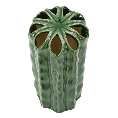 Vase Décoratif Cactus Vert En Céramique Moderne Ø11,5x23,5 Cm