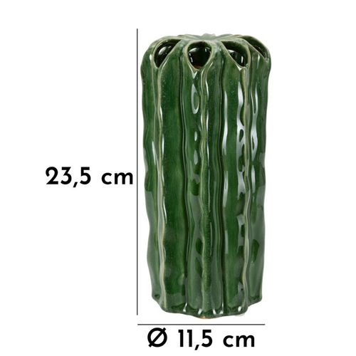 Vase Décoratif Cactus Vert En Céramique Moderne Ø11,5x23,5 Cm