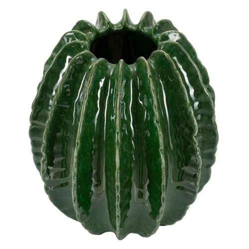 Vase Boule Cactus Vert En Céramique Moderne Ø28x31 Cm