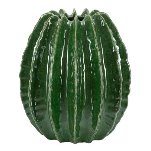 Vase Boule Cactus Vert En Céramique Moderne Ø28x31 Cm