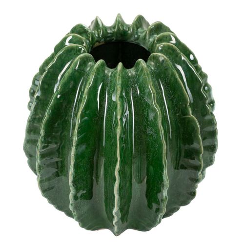Vase Boule Cactus Vert En Céramique Décorative Ø23,5x24,5 Cm