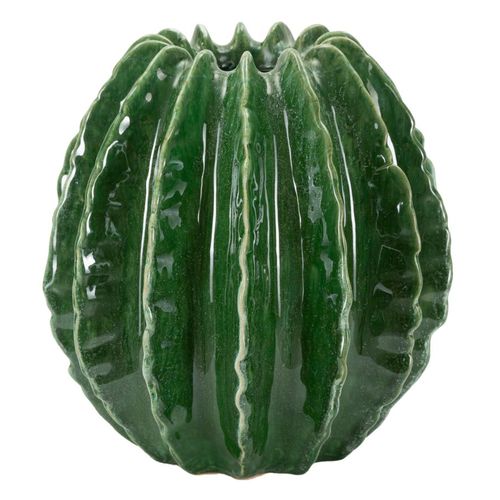 Vase Boule Cactus Vert En Céramique Décorative Ø23,5x24,5 Cm