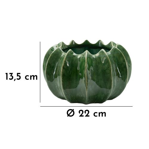 Cache-pot Cactus Décoratif En Céramique Vert Ø22x13,5 Cm Moderne