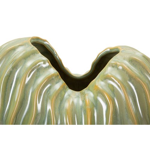 Vase Décoratif Moderne En Céramique Vert 22x10x39 Cm Avec Texture