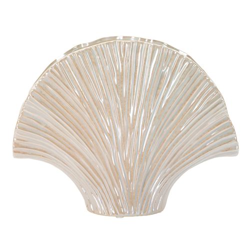 Vase Design Coquillage Perlé En Céramique Moderne 35,5x11,5x27 Cm Couleur Nacrée