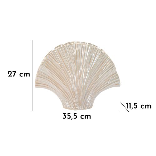 Vase Design Coquillage Perlé En Céramique Moderne 35,5x11,5x27 Cm Couleur Nacrée