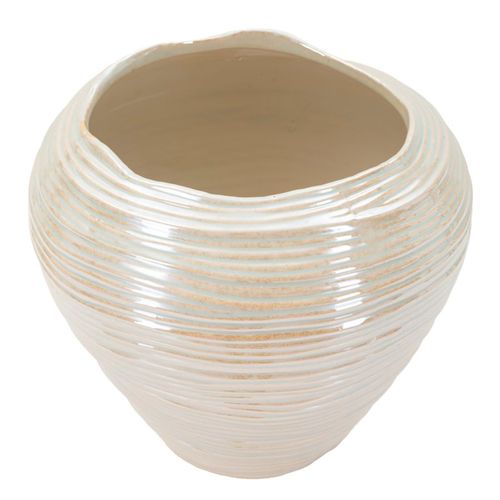 Vase Rond Perlé En Céramique Moderne Ø27x24 Cm Couleur Nacrée