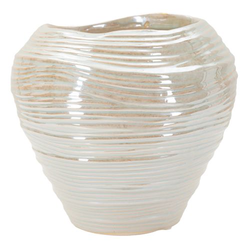 Vase Rond Perlé En Céramique Moderne Ø22x20 Cm Couleur Nacrée