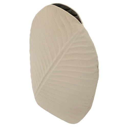 Vase Haut Dune En Fer 26x11x41 Cm Texture Feuillage Crème