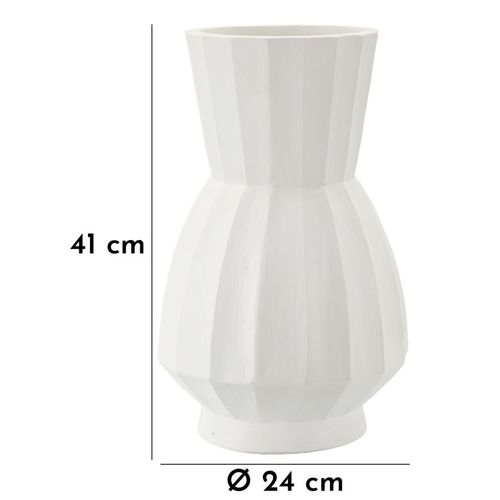 Vase Décoratif Glint Ø24x41 Cm En Mgo Blanc Style Moderne