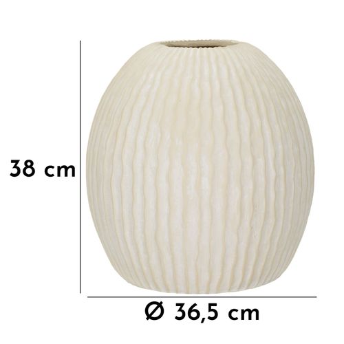 Vase Décoratif Icicle Ø36,5x38 Cm En Mgo Crème Style Moderne