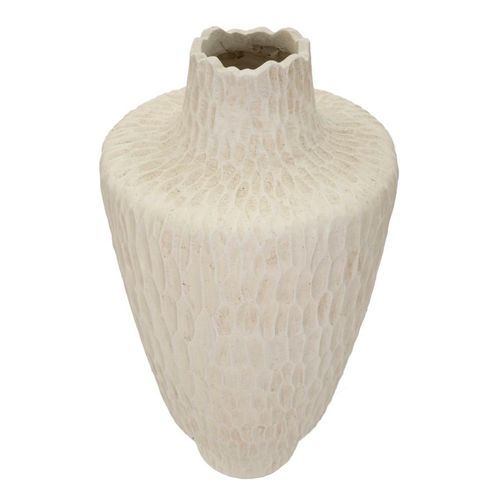Vase Décoratif Haut Ø29,5x57 Cm En Mgo Crème Effet Tissu Moderne